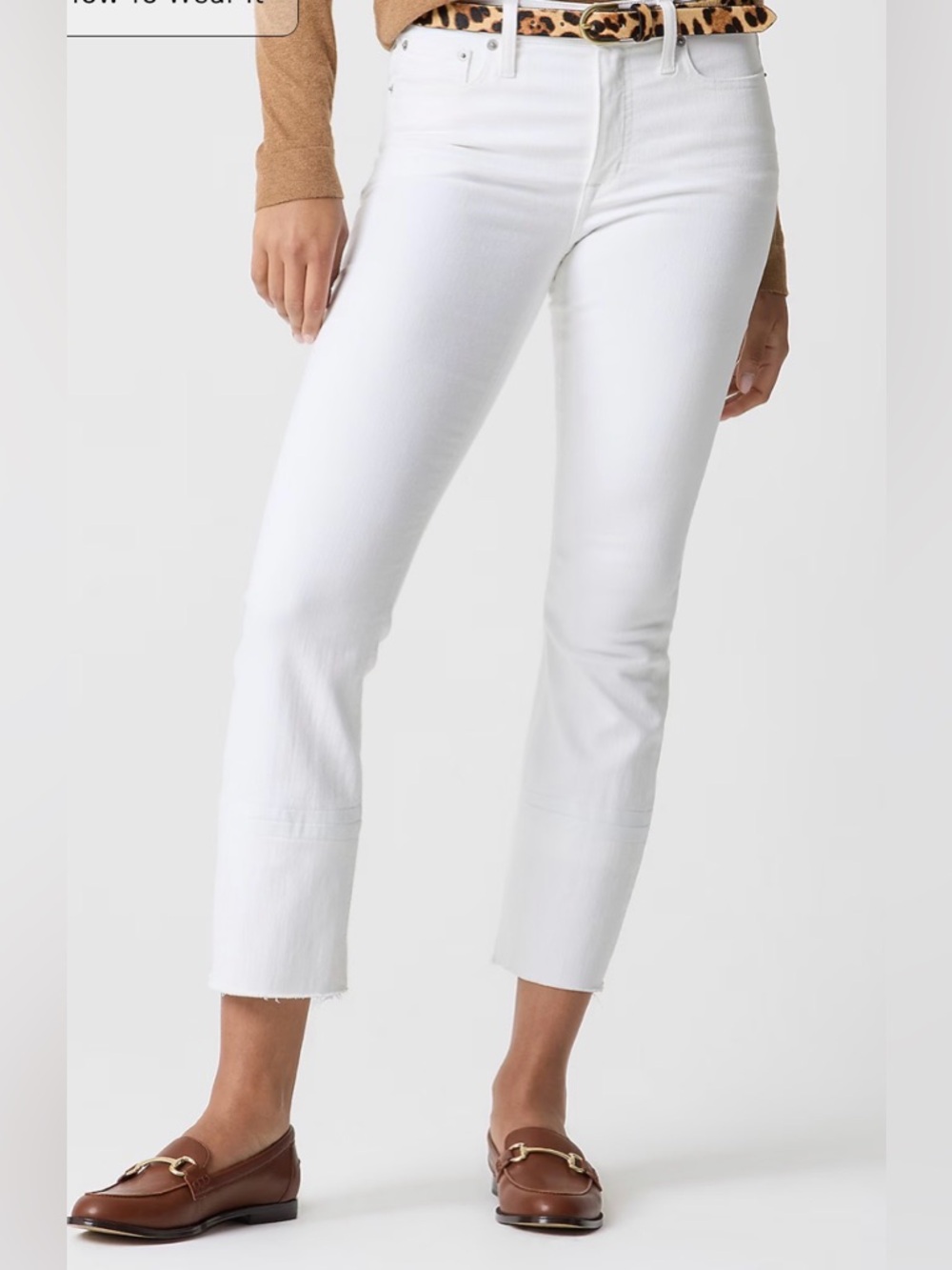 J. Crew High Rise Crop Flare White Raw-Hem Jeans Size 27P - C31-007